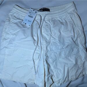 Zara Men's White Athletic Shorts